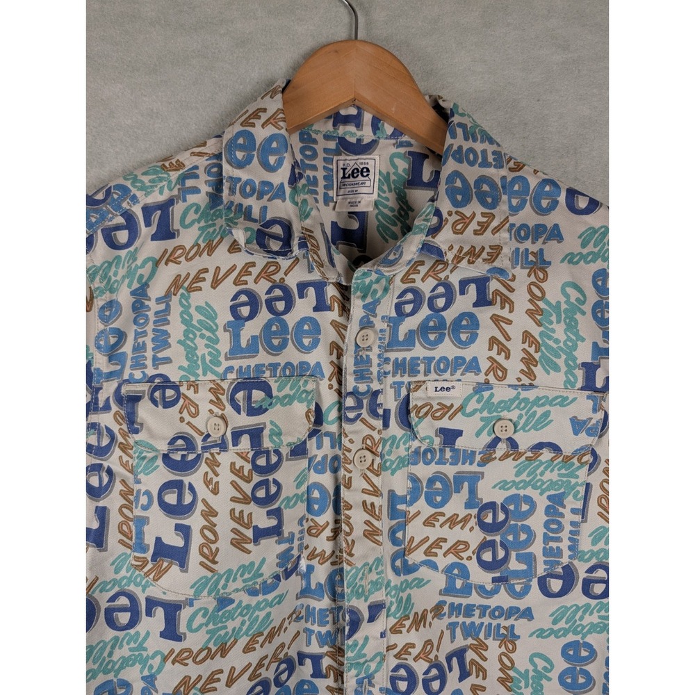 Lee Men's Denim All over Print Long Sleeve Shirt Size M Button Down Collared